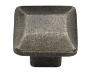 M Marcus Trapezoid Cabinet Knob (32mm x 32mm), White Rustic Solid Bronze - WM3625