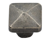 M Marcus Square Pyramid Cabinet Knob (32mm x 32mm OR 38mm x 38mm), White Rustic Solid Bronze - WM390