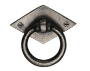 M Marcus Diamond Cabinet Ring Drop Pull (76mm x 45mm), White Rustic Solid Bronze - WM6301