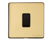 M Marcus Electrical Vintage 1 Gang Intermediate, Polished Brass With Black Switch - X01.101.BK
