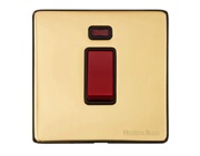 M Marcus Electrical Vintage 45 Amp Cooker Switch With Neon, Single Plate, Polished Brass - X01.163.BK