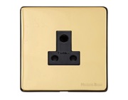 M Marcus Electrical Vintage 5 Amp Round 3 Pin Lamp Socket (Unswitched), Polished Brass - X01.182.BK