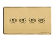 M Marcus Electrical Vintage 20 AMP 4 Gang 2 Way Dolly Switch, Polished Brass - X01.2430.PB