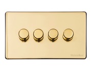 M Marcus Electrical Vintage 4 Gang 2 Way Push On/Off Dimmer Switch, Polished Brass (250 OR 400 Watts) - X01.290.250