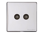 M Marcus Electrical Vintage 2 Gang TV/Coaxial Sockets (TV Coaxial OR TV/FM Diplexed), Polished Chrome - X02.122.BK