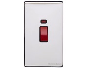 M Marcus Electrical Vintage 45 Amp Cooker Switch With Neon, Tall Plate, Satin Chrome - X02.161.BK