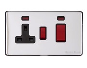 M Marcus Electrical Vintage 45A Cooker Unit/13A Socket With Neon, Polished Chrome - X02.162.BK