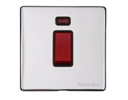 M Marcus Electrical Vintage 45 Amp Cooker Switch With Neon, Single Plate, Polished Chrome - X02.163.BK
