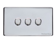 M Marcus Electrical Vintage 3 Gang Trailing Edge Dimmer Switch, Polished Chrome - X02.280.TED