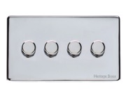 M Marcus Electrical Vintage 4 Gang 2 Way Push On/Off Dimmer Switch, Polished Chrome (250 OR 400 Watts) - X02.290.250
