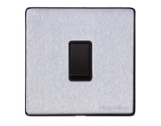 M Marcus Electrical Vintage 1 Gang Intermediate, Satin Chrome With Black Switch - X03.101.BK