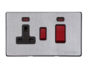 M Marcus Electrical Vintage 45A Cooker Unit/13A Socket With Neon, Satin Chrome - X03.162.BK