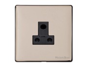 M Marcus Electrical Vintage 5 Amp Round 3 Pin Lamp Socket (Unswitched), Satin Nickel - X05.182.BK