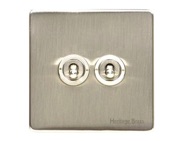 M Marcus Electrical Vintage 20 AMP 2 Gang 2 Way Dolly Switch, Satin Nickel - X05.2410.SN