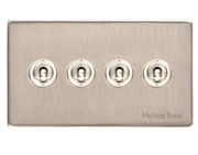 M Marcus Electrical Vintage 20 AMP 4 Gang 2 Way Dolly Switch, Satin Nickel - X05.2430.SN