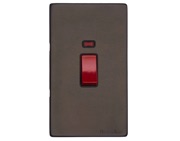 M Marcus Electrical Vintage 45 Amp Cooker Switch With Neon, Tall Plate, Matt Bronze - X09.161.BK