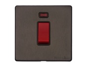 M Marcus Electrical Vintage 45 Amp Cooker Switch With Neon, Single Plate, Matt Bronze - X09.163.BK