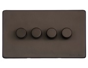 M Marcus Electrical Vintage 4 Gang 2 Way Push On/Off Dimmer Switch, Matt Bronze (250 OR 400 Watts) - X09.290.250