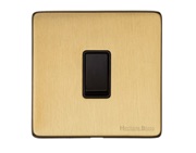 M Marcus Electrical Vintage 1 Gang Intermediate, Satin Brass With Black Switch - X44.101.BK