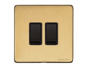 M Marcus Electrical Vintage 2 Gang 2 Way Switch, Satin Brass With Black Switch - X44.110.BK