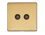 M Marcus Electrical Vintage 2 Gang TV/Coaxial Sockets (TV Coaxial OR TV/FM Diplexed), Satin Brass - X44.122.BK