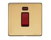 M Marcus Electrical Vintage 45 Amp Cooker Switch With Neon, Single Plate, Satin Brass - X44.163.BK