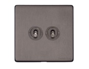 M Marcus Electrical Vintage 20 AMP 2 Gang 2 Way Dolly Switch, Satin Black Nickel - X66.2410.GM