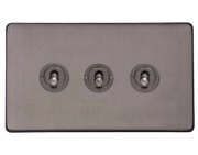 M Marcus Electrical Vintage 20 AMP 3 Gang 2 Way Dolly Switch, Satin Black Nickel - X66.2420.GM