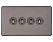 M Marcus Electrical Vintage 20 AMP 4 Gang 2 Way Dolly Switch, Satin Black Nickel - X66.2430.GM