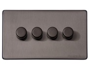 M Marcus Electrical Vintage 4 Gang 2 Way Push On/Off Dimmer Switch, Satin Black Nickel (250 OR 400 Watts) - X66.290.250