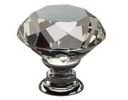 Access Hardware Designer Crystal Glass Cupboard Knob (30mm Diameter), Crystal Glass With Polished Chrome Base - X88031CY