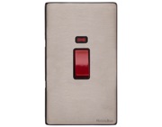 M Marcus Electrical Vintage 45 Amp Cooker Switch With Neon, Tall Plate, Aged Pewter - XAP.161.BK