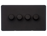 M Marcus Electrical Vintage 4 Gang 2 Way Push On/Off Dimmer Switch, Matt Black (250 OR 400 Watts) - XBK.290.250
