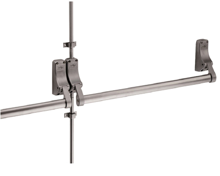 Eurospec Rebated Double Pushbar Panic Bolt & Vertical Rods, Silver - XDD5760