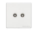 M Marcus Electrical Vintage 2 Gang TV Coaxial Socket, Gloss White - XGL.122.W