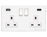 M Marcus Electrical Vintage 2G 13A Socket with USB-A+C, Gloss White - C-XGL.750.W-USB