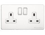 M Marcus Electrical Vintage Double 13 AMP Switched Socket, Gloss White - XGL.150.W