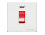 M Marcus Electrical Vintage 45 Amp Cooker Switch With Neon, Gloss White With Red Switch - XGL.163.W