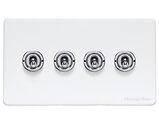 M Marcus Electrical Vintage 20 AMP 4 Gang 2 Way Dolly Switch, Gloss White - XGL.2430.PC