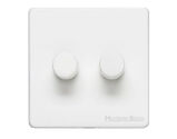 M Marcus Electrical Vintage 2 Gang 2 Way Push On/Off Dimmer Switch, Gloss White (250 OR 400 Watts) - XGL.270.250