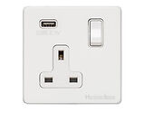M Marcus Electrical Vintage Single 13 AMP Switched Socket, Gloss White - XGL.740.W-USB