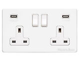 M Marcus Electrical Vintage Double 13 AMP USB Switched Socket, Gloss White - XGL.750.W-USB