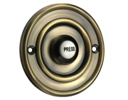 Prima Circular Shaped Bell Push (76mm), Antique Brass - XL1419