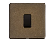 M Marcus Electrical Vintage 1 Gang 2 Way Switch, Rustic Brass With Black Switch - XRB.100.BK