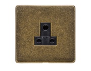 M Marcus Electrical Vintage 5 Amp Round 3 Pin Lamp Socket (Unswitched), Rustic Brass - XRB.182.BK
