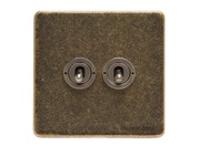 M Marcus Electrical Vintage 20 AMP 2 Gang 2 Way Dolly Switch, Rustic Brass -  XRB.2410.RB