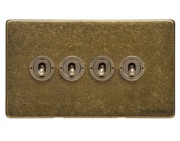 M Marcus Electrical Vintage 20 AMP 4 Gang 2 Way Dolly Switch, Rustic Brass - XRB.2430.RB