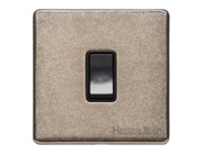 M Marcus Electrical Vintage 1 Gang 2 Way Switch, Rustic Nickel With Black Switch - XRN.100.BK
