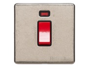 M Marcus Electrical Vintage 45 Amp Cooker Switch With Neon, Single Plate, Rustic Nickel - XRN.163.BK