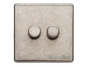 M Marcus Electrical Vintage 2 Gang 2 Way Push On/Off Dimmer Switch, Rustic Nickel (250 OR 400 Watts) - XRN.270.250